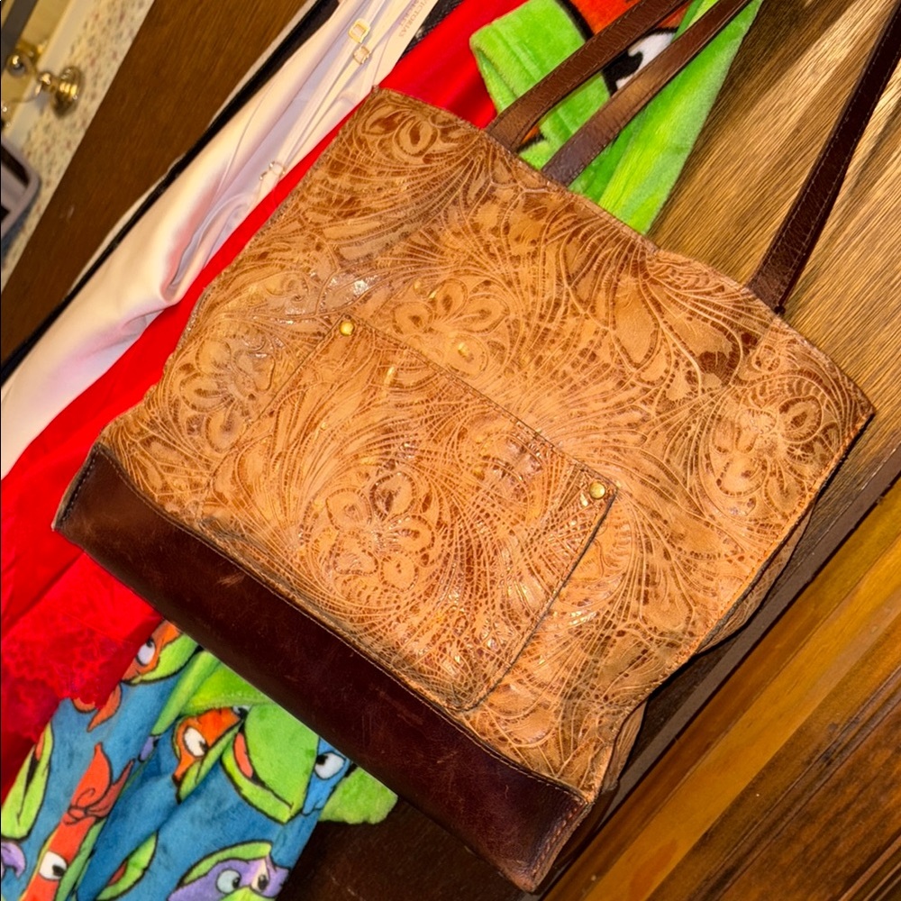 Brown Patterned Tote Bag